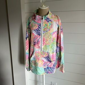 Lilly Pulitzer Ladies Popover 1/2 Zip Multi Colored Shell Print size L